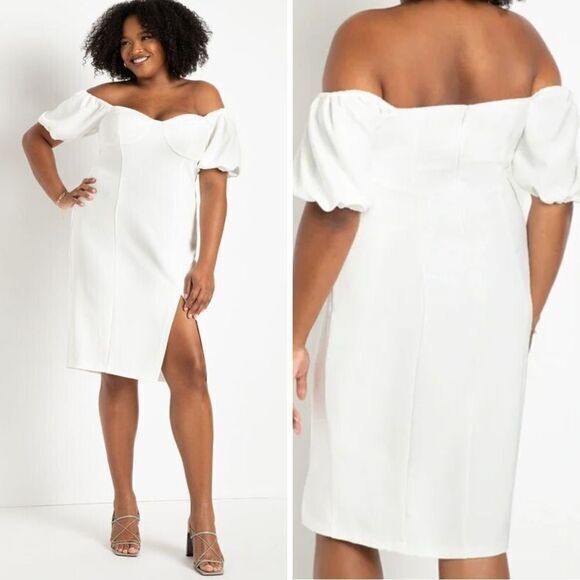 NEW Eloquii white off the‎ shoulder bodycon dress, 20 - Picture 1 of 16